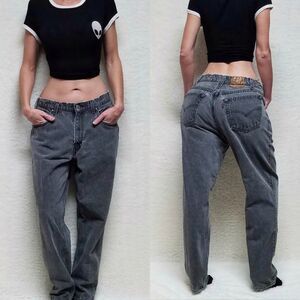 RARE Vintage 96 Levi's 545 Orange Tab Black Distressed Stone Wash Loose Fit Jean